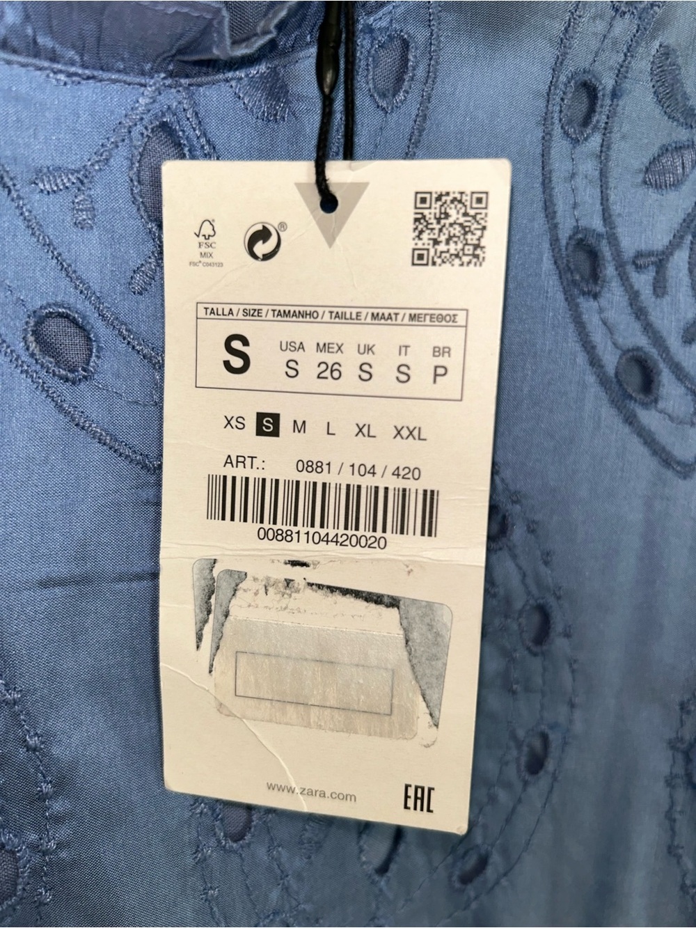 Zara Light Blue embroidered Eyelet Midi Dress - Picture 5 of 5